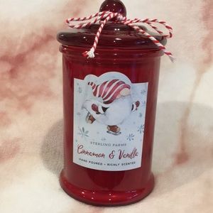 Christmas Holiday Sterling Farms Gnome Scented Cinnamon Vanilla Glass Candle NWT